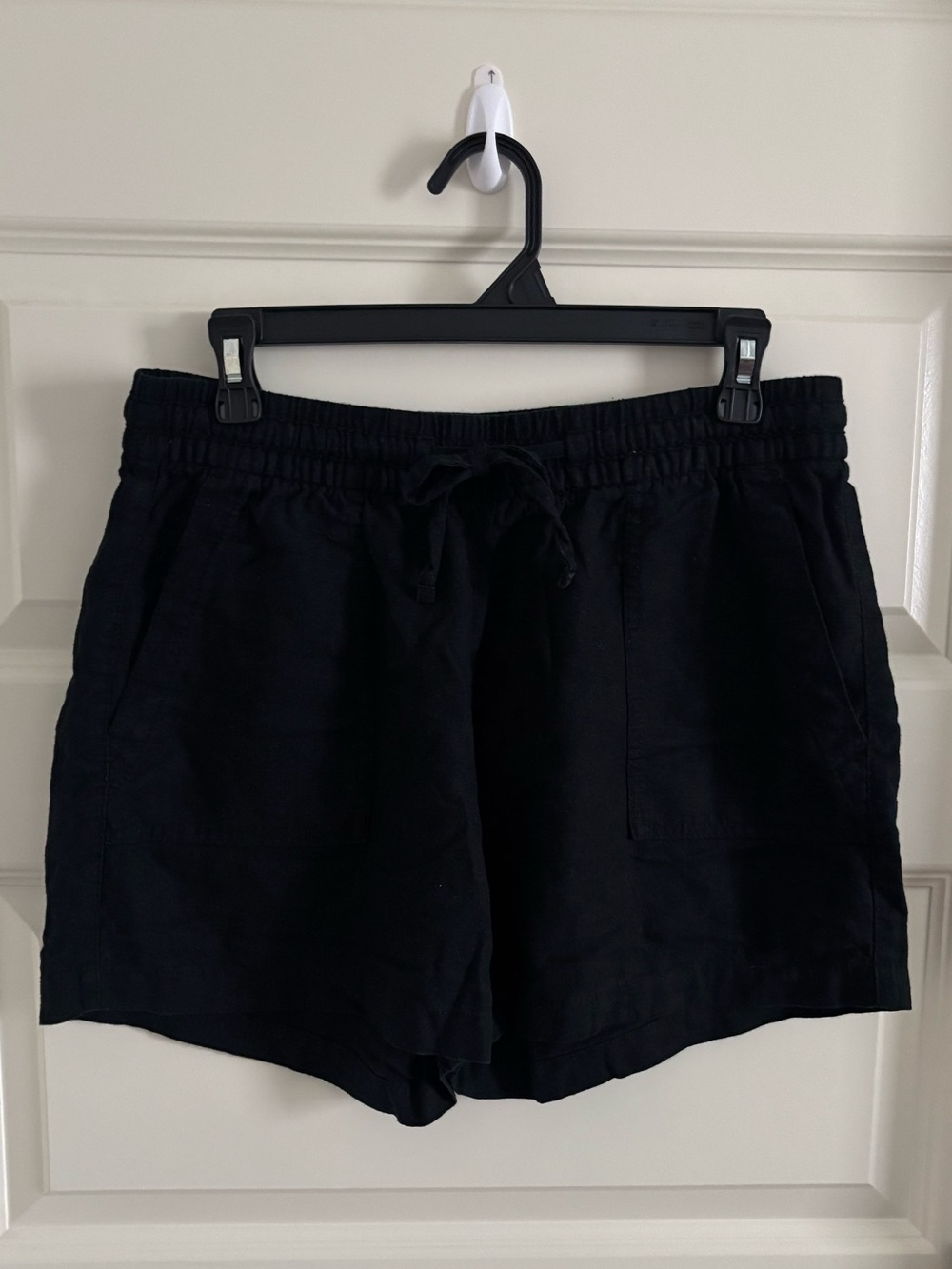 Old Navy Linen Blend Black Elastic Waist Drawstring Shorts